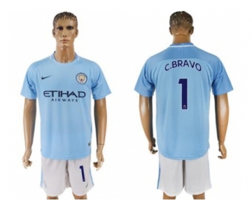 Manchester City #1 C.Bravo Home Soccer Club Jersey