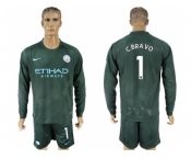 Manchester City #1 C.Bravo Sec Away Long Sleeves Soccer Club Jersey