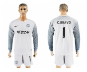 Manchester City #1 C.Bravo White Goalkeeper Long Sleeves Soccer Club Jersey