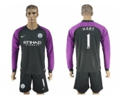 Manchester City #1 Hart Black Goalkeeper Long Sleeves Soccer Club Jersey