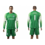 Manchester City #1 Hart Green Goalkeeper Long Sleeves Soccer Club Jersey