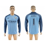 Manchester City #1 Hart Home Long Sleeves Soccer Club Jersey1