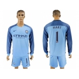 Manchester City #1 Hart Home Long Sleeves Soccer Club Jersey