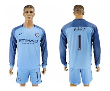 Manchester City #1 Hart Home Long Sleeves Soccer Club Jersey