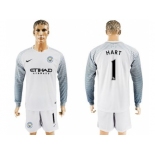 Manchester City #1 Hart White Goalkeeper Long Sleeves Soccer Club Jersey