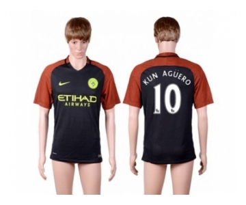 Manchester City #10 Kun Aguero Away Soccer Club Jersey1