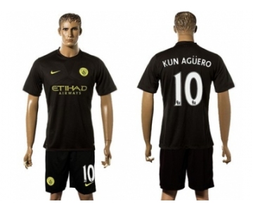 Manchester City #10 Kun Aguero Away Soccer Club Jersey2