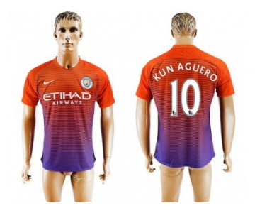 Manchester City #10 Kun Aguero Sec Away Soccer Club Jersey1