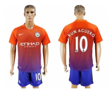 Manchester City #10 Kun Aguero Sec Away Soccer Club Jersey