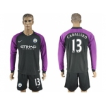 Manchester City #13 Caballero Black Goalkeeper Long Sleeves Soccer Club Jersey