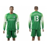 Manchester City #13 Caballero Green Goalkeeper Long Sleeves Soccer Club Jersey