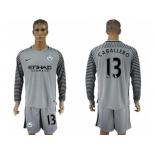 Manchester City #13 Caballero Grey Goalkeeper Long Sleeves Soccer Club Jersey