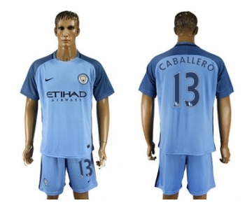 Manchester City #13 Caballero Home Soccer Club Jersey1