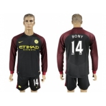 Manchester City #14 Bony Away Long Sleeves Soccer Club Jersey