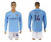 Manchester City #14 Bony Home Long Sleeves Soccer Club Jersey