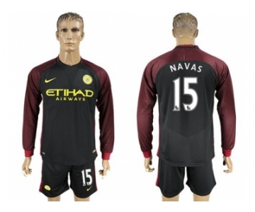 Manchester City #15 Navas Away Long Sleeves Soccer Club Jersey