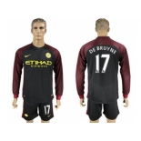 Manchester City #17 De Bruyne Away Long Sleeves Soccer Club Jersey