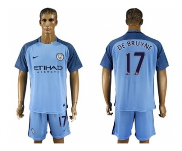 Manchester City #17 De Bruyne Home Soccer Club Jersey3