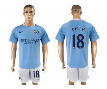 Manchester City #18 Delph Home Soccer Club Jersey1