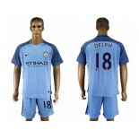 Manchester City #18 Delph Home Soccer Club Jersey3