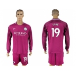 Manchester City #19 Sane Away Long Sleeves Soccer Club Jersey