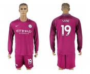 Manchester City #19 Sane Away Long Sleeves Soccer Club Jersey