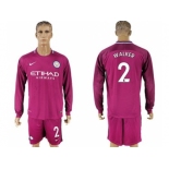 Manchester City #2 Walker Away Long Sleeves Soccer Club Jersey