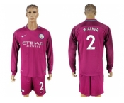 Manchester City #2 Walker Away Long Sleeves Soccer Club Jersey