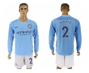 Manchester City #2 Walker Home Long Sleeves Soccer Club Jersey