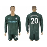 Manchester City #20 Bernardo Sec Away Long Sleeves Soccer Club Jersey