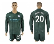 Manchester City #20 Bernardo Sec Away Long Sleeves Soccer Club Jersey