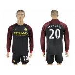 Manchester City #20 Mangala Away Long Sleeves Soccer Club Jersey