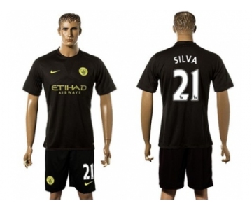 Manchester City #21 Silva Away Soccer Club Jersey2