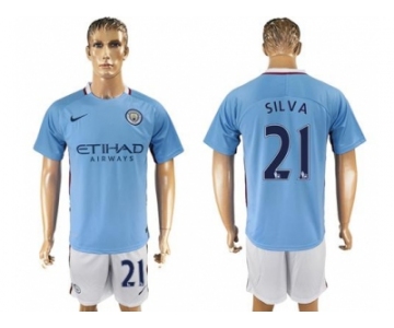 Manchester City #21 Silva Home Soccer Club Jersey1