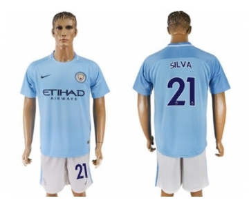 Manchester City #21 Silva Home Soccer Club Jersey