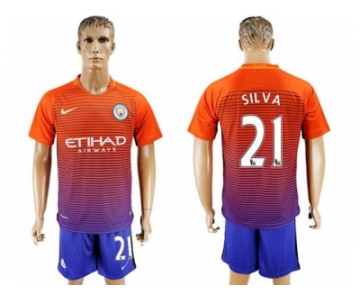 Manchester City #21 Silva Sec Away Soccer Club Jersey