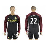 Manchester City #22 Clichy Away Long Sleeves Soccer Club Jersey