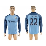 Manchester City #22 Clichy Home Long Sleeves Soccer Club Jersey1