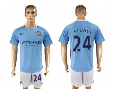 Manchester City #24 Stones Home Soccer Club Jersey1