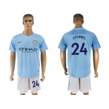 Manchester City #24 Stones Home Soccer Club Jersey