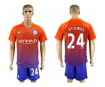 Manchester City #24 Stones Sec Away Soccer Club Jersey