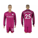 Manchester City #25 Fernandinho Away Long Sleeves Soccer Club Jersey