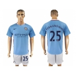 Manchester City #25 Fernandinho Home Soccer Club Jersey1