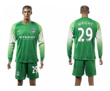 Manchester City #29 Wright Green Goalkeeper Long Sleeves Soccer Club Jersey