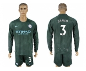 Manchester City #3 Danilo Sec Away Long Sleeves Soccer Club Jersey