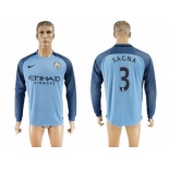 Manchester City #3 Sagna Home Long Sleeves Soccer Club Jersey1