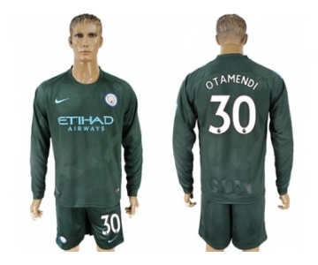 Manchester City #30 Otamendi Sec Away Long Sleeves Soccer Club Jersey