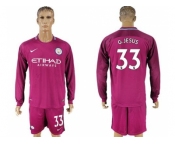 Manchester City #33 G.Jesus Away Long Sleeves Soccer Club Jersey