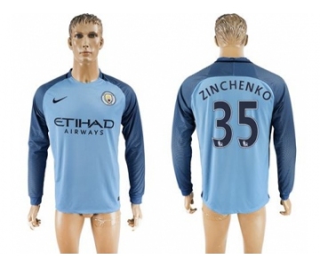 Manchester City #35 Zinchenko Home Long Sleeves Soccer Club Jersey1