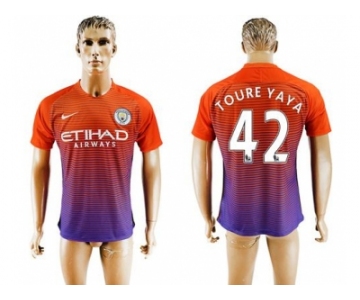 Manchester City #42 Toure Yaya Sec Away Soccer Club Jersey1